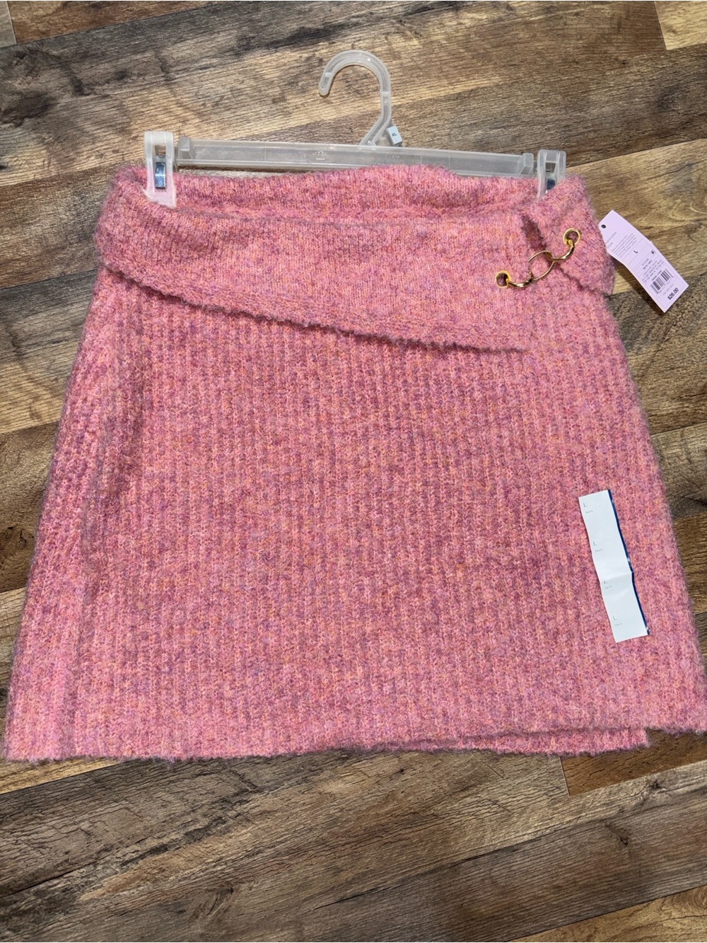 Wild fable Bouclé Pink Wrap Mini Skirt with Gold Hook Accent | XLarge